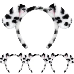 Heyone Dalmatiner hundöron pannband - 4-pack valpöron pannband fluffigt pannband vuxna barn dalmatiner kostym för smink tvätt ansikte> Huvudbonader
