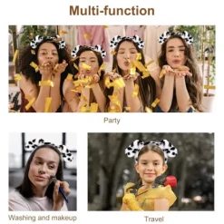 Dalmatiner hundöron pannband - 4-pack valpöron pannband fluffigt pannband vuxna barn dalmatiner kostym för smink tvätt ansikte-FS-><noscript><img width=