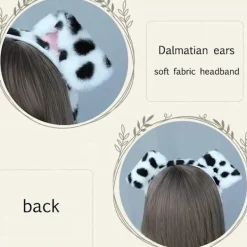 Dalmatinska hundöron Pannband - Puppy Ears Pannband Fluffig kostym Vuxen Barn Dalmatiner Klä upp för Halloween Hundfest Cosplay> Huvudbonader