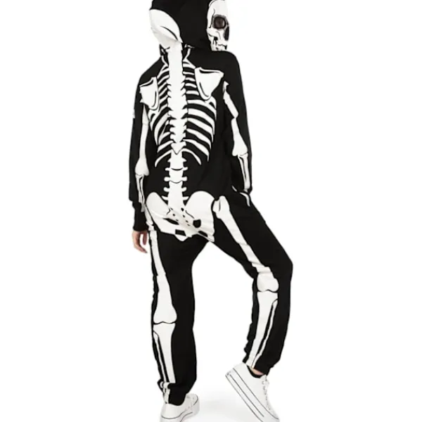 Dam Halloween Skelettdräkt - Bekväm och Enkel Vuxen Jumpsuit Bodysuit - Fram- och Baktryck med Blixtlås> Dräkter