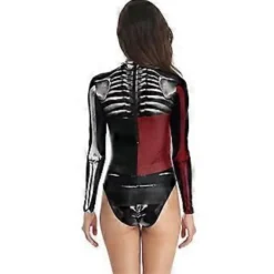 Dam Harley Quinn Cosplay Kostym Skalle Print En-Delad Baddräkt (L-XL)><noscript><img width=