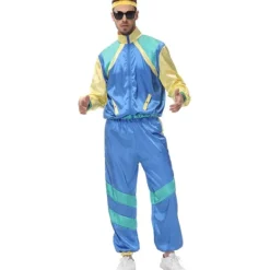 Dam- och Herr 80-tals Disco Träningsdräkt Vindjacka Byxor Hippie Kostymer Par Matchande Kläder Halloween Cosplay Kläder Blå S> Dräkter