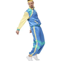 Dam- och Herr 80-tals Disco Träningsdräkt Vindjacka Byxor Hippie Kostymer Par Matchande Kläder Halloween Cosplay Kläder Blå S><noscript><img width=