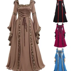 Dam Renaissance Medeltida Gotisk Häxdräkt Maskerad Cosplay Halloween Svart#1 S><noscript><img width=