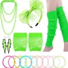 Dam 80-tals Neon Accessoarer Dans Hen Stag Fancy Dräkt Retro Grön> Tillbehör
