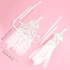 Damernas Fjäderspets Långa Handskar Spets Fingervantar Halloween Kostymfest Handskar Opera Cosplay Handskar> Tillbehör