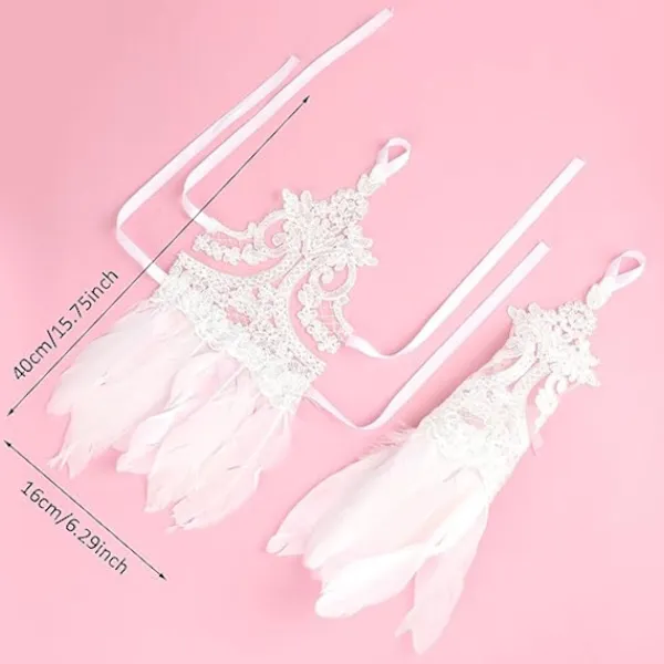 Damernas Fjäderspets Långa Handskar Spets Fingervantar Halloween Kostymfest Handskar Opera Cosplay Handskar> Tillbehör