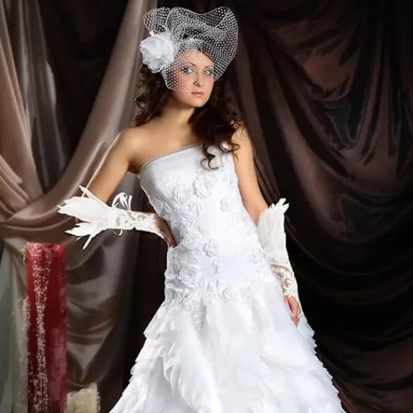 Damernas Fjäderspets Långa Handskar Spets Fingervantar Halloween Kostymfest Handskar Opera Cosplay Handskar> Tillbehör