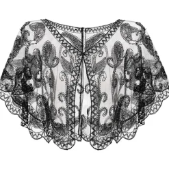 Damkrage i 1920-talsstil för kvinnor, paljett- och pärlbroderade sjalar och omslag för aftonklänningar/fest/bröllop/formellt/Harlem-kväll> Dräkter