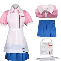 Danganronpa Mikan Tsumiki Anime Uniform Kvinna Klänning Cosplay Kostym Kläder><noscript><img width=