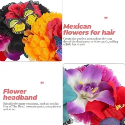 Day Of The Dead Hårprydnad Blomsterkrans Cosplay Tillbehör Multi Tyg Gör 1 Set><noscript><img width=