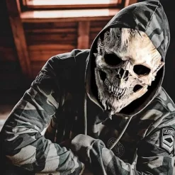 Dödskalle Skelett Mask Skräckdemon Läskig Helmask Latex Ond Mask Läskig Halloween Cosplay Kostym Rekvisita Vuxna{Fyn201}> Masker