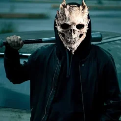 Dödskalle Skelett Mask Skräckdemon Läskig Helmask Latex Ond Mask Läskig Halloween Cosplay Kostym Rekvisita Vuxna{Fyn201}><noscript><img width=