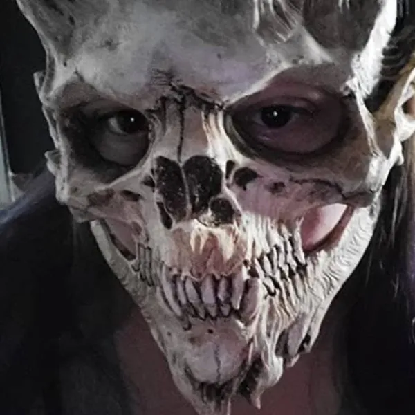 Dödskalle Skelett Mask Skräckdemon Läskig Helmask Latex Ond Mask Läskig Halloween Cosplay Kostym Rekvisita Vuxna{Fyn201}> Masker