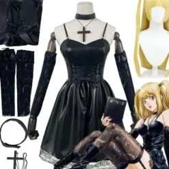 Death Note Cosplay Kostym Misa Amane Anime Peruk Klänningsset Uniform Halloween Party Endast Peruk One Size> Peruker