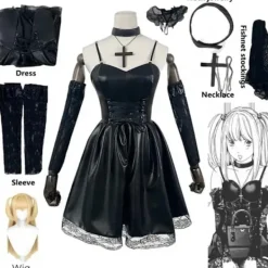 Death Note Cosplay Kostym Misa Amane Anime Peruk Klänningsset Uniform Halloween Party Endast Peruk One Size><noscript><img width=