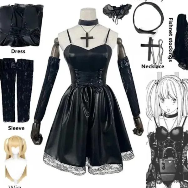 Death Note Cosplay Kostym Misa Amane Anime Peruk Klänningsset Uniform Halloween Party Endast Peruk One Size> Peruker
