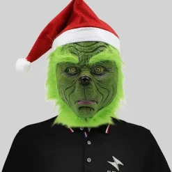 7-delad Grinch-kostym för julcosplay för vuxna, Santa Claus-kostymset + mask A-WELLNGS Endast mask Endast mask Endast mask ONE SIZE> Masker