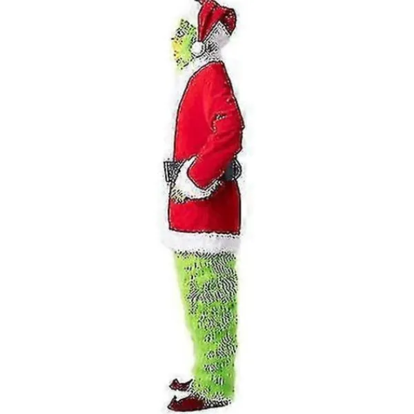 7-delad Grinch-kostym för julcosplay, vuxen Santa-kostymset + mask A-Perfet 2XL> Dräkter