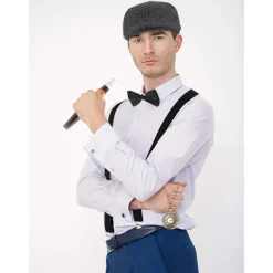 5-delad 1920-tals Gatsby Gangster-set för män 30-tals Manhattan Gangster Basker Y-formade hängslen> Tillbehör