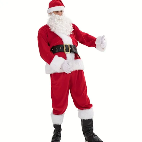 10-delad tomtekostym, julkostym (Storlek XL)> Dräkter