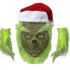 7-delars Grinch-dräkt för julcosplay för vuxna, jultomtedräktset + Mask A-WELLNGS Mask Endast Mask Endast Mask Endast 3XL><noscript><img width=
