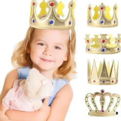 4-delars Kung & Drottning Kronset - Huvudbonader & Kostymtillbehör för Barn & Vuxna Födelsedagsfester><noscript><img width=