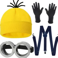 4-delars Minion-kostymtillbehörssats för vuxna [ZHE] Black> Tillbehör