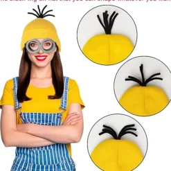 4-delars Minion-kostymtillbehörssats för vuxna [ZHE] Black><noscript><img width=