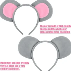 4-delars Musdräktsset, Musöron-Hårband, Musnäsa, Svans och Fluga, Musdräkt><noscript><img width=