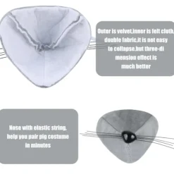 4-delars Musdräktsset, Musöron-Hårband, Musnäsa, Svans och Fluga, Musdräkt><noscript><img width=