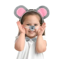 4-delars Musdräktsset, Musöron-Hårband, Musnäsa, Svans och Fluga, Musdräkt><noscript><img width=