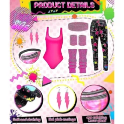 7-delars 80-tals träningsdräkt 80-tals accessoarer set 80-tals 90-tals trikå leggings pannband handledsvärmare örhängen magväska Splash Print XX-Large | Fyndiq><noscript><img width=