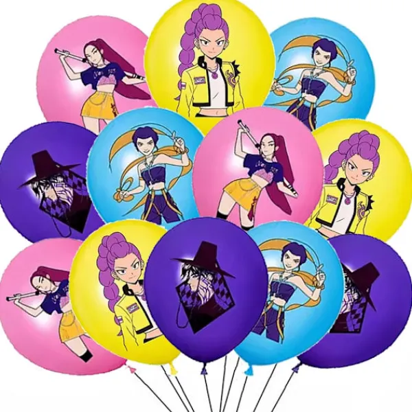 Best Trade Demon Hunter Birthday Party Supplies Set: porslin, banderoll, tårtpålägg och ballonger för barn tattoos-500pcs> Smink