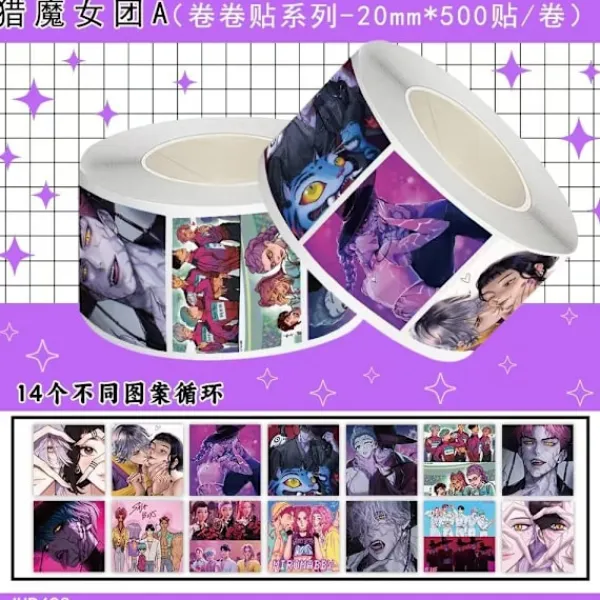 Best Trade Demon Hunter Birthday Party Supplies Set: porslin, banderoll, tårtpålägg och ballonger för barn tattoos-500pcs> Smink