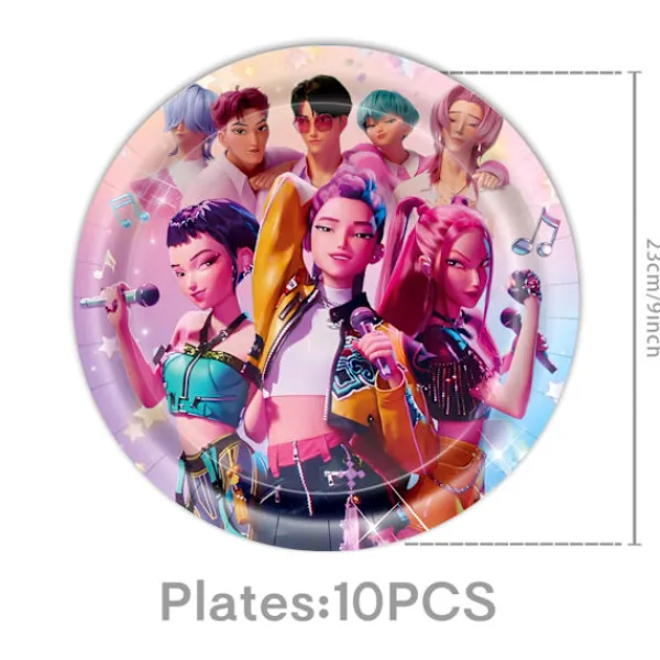 Best Trade Demon Hunter Birthday Party Supplies Set: porslin, banderoll, tårtpålägg och ballonger för barn tattoos-500pcs> Smink