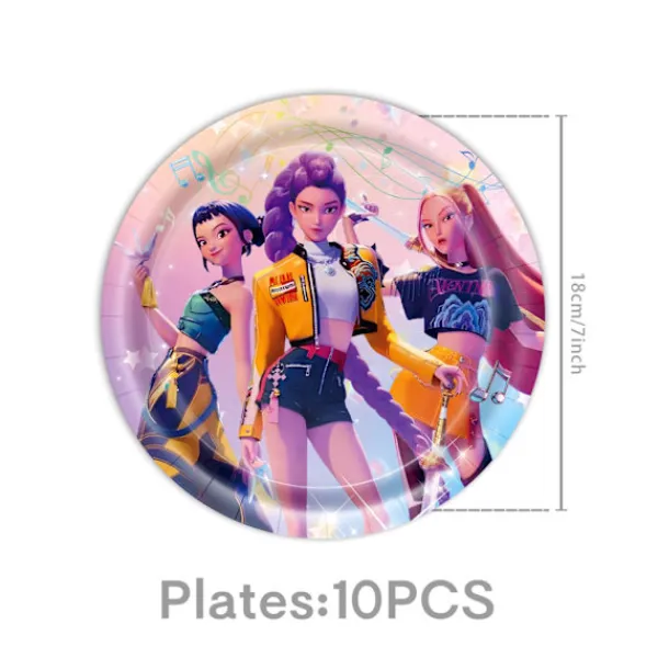 Best Trade Demon Hunter Birthday Party Supplies Set: porslin, banderoll, tårtpålägg och ballonger för barn tattoos-500pcs> Smink