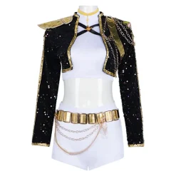 Demon Hunter Flickor Gruppuniform Svart och Guld Rumi Scenkostym Halloween Svart Sångkostym Animekostym Children 120> Dräkter