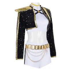 Demon Hunter Flickor Gruppuniform Svart och Guld Rumi Scenkostym Halloween Svart Sångkostym Animekostym Children 120><noscript><img width=