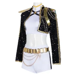 Demon Hunter Flickor Gruppuniform Svart och Guld Rumi Scenkostym Halloween Svart Sångkostym Animekostym Children 120><noscript><img width=