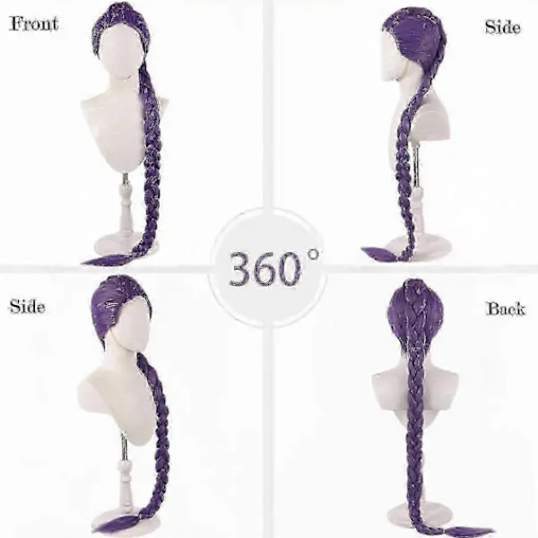 Demon Hunter Kostymperuk Barn Cosplay, Rumi Kostymperuk Lila Fläta Peruk Halloween Cosplay Rekvisita, Anime Cosplay Peruk-WELLNGS> Peruker