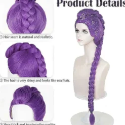 Demon Hunters Kostym Peruker Cosplay för Barn, Rumi Kostym Peruker Lila Flätor Peruk Halloween Cosplay Rekvisita, Anime Cosplay Peruk-lingling}{bt)><noscript><img width=