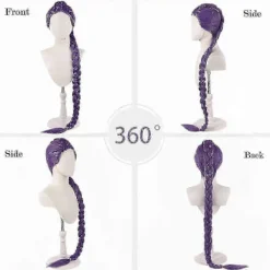 Heta säljare Demon Hunters Kostym Peruker Cosplay för Barn, Rumi Kostym Peruker Lila Flätor Peruk Halloween Cosplay Rekvisita, Anime Cosplay Peruk-Glad> Peruker