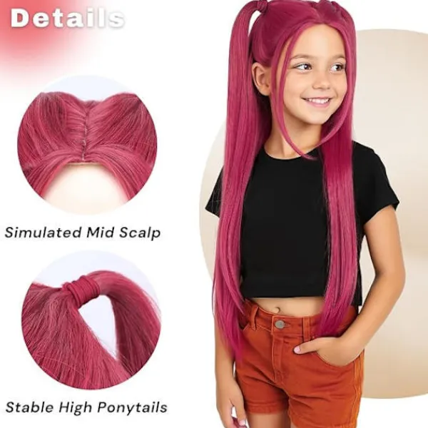 Demon Hunters Kostym Rumi Mira Zoe Realistisk Anime Cosplay Peruk för Konvent Ros{KPO}> Peruker