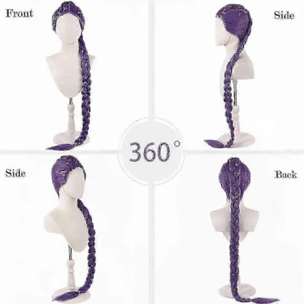 Demon Hunters Kostymperuker Cosplay för Barn, Rumi Kostymperuker Lila Flätor Peruk Halloween Cosplay Rekvisita, Anime Cosplay Peruk> Peruker