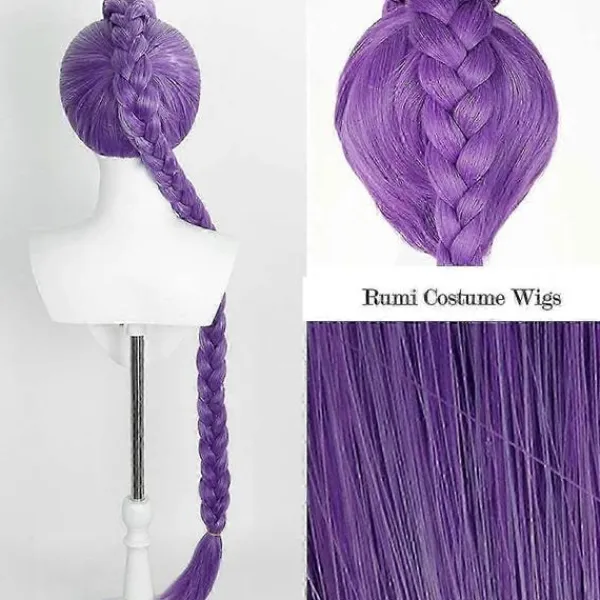Demon Hunters Kostymperuker Cosplay för Barn, Rumi Kostymperuker Lila Flätor Peruk Halloween Cosplay Rekvisita, Anime Cosplay Peruk> Peruker