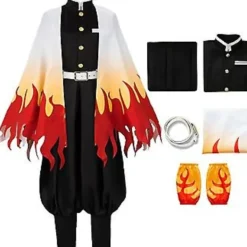 Demon Slayer Deluxe Kostym, Rengoku Kyoujurou Cosplay Kimono Outfit för Män, Japansk Anime Rollspel Klä upp sig för Halloweenfest Comic Con (XL)> Dräkter