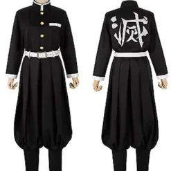 Demon Slayer Deluxe Kostym, Rengoku Kyoujurou Cosplay Kimono Outfit för Män, Japansk Anime Rollspel Klä upp sig för Halloweenfest Comic Con (XL)><noscript><img width=