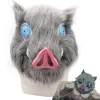 Demon Slayer Hashibira Inosuke Cosplay Mask Halloween Carnival Huvudbonader Fest Anime Fancy Dress Up Head Cover Kostym rekvisita> Masker