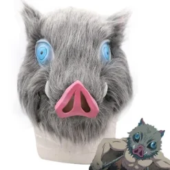 Demon Slayer Hashibira Inosuke Cosplay Mask Halloween Carnival Huvudbonader Fest Anime Fancy Dress Up Head Cover Kostym rekvisita> Masker